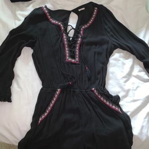 Hollister Embroidered Lace Up Romper